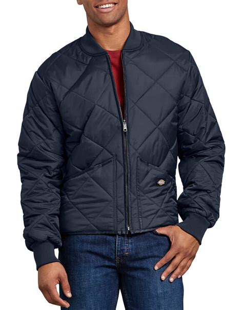 Quilted Nylon Jacket in Navy/charcoal melange 